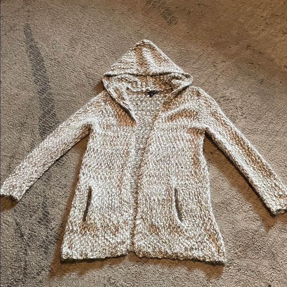 Cozy Cream Hooded Sweater/cardigan with front pockets by Kadence Sz M